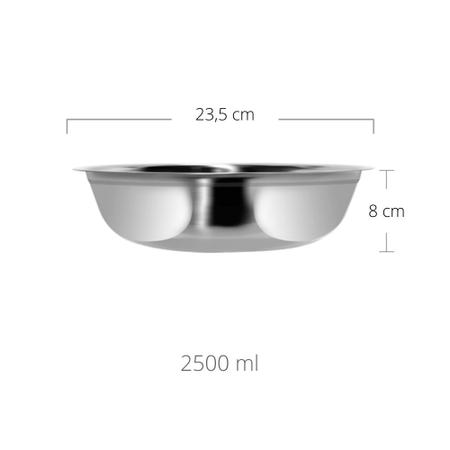 Imagem de Kit 12 Bowl Tigela Bacia Redonda Multiuso em Aço Inoxidável 23,5 x 8 cm Cozinha Funcional