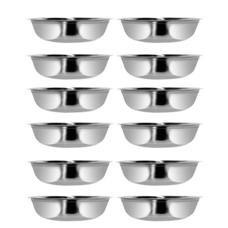 Imagem de Kit 12 Bowl Tigela Bacia Redonda Multiuso em Aço Inoxidável 23,5 x 8 cm Cozinha Funcional