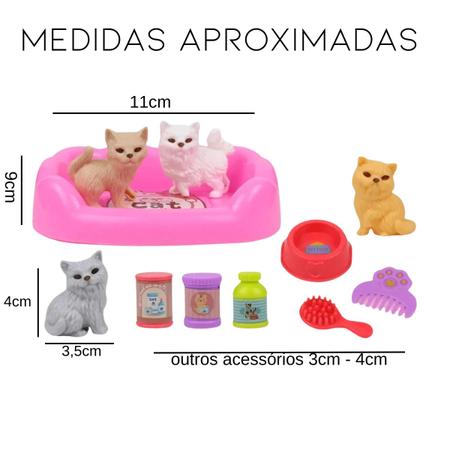 Imagem de kit 12 brinquedos infantil para menina miniatura animais e acessorios na cartela