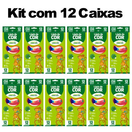 Imagem de Kit 12 Caixas De Lapis De Cor Grande Com 12 Unidades