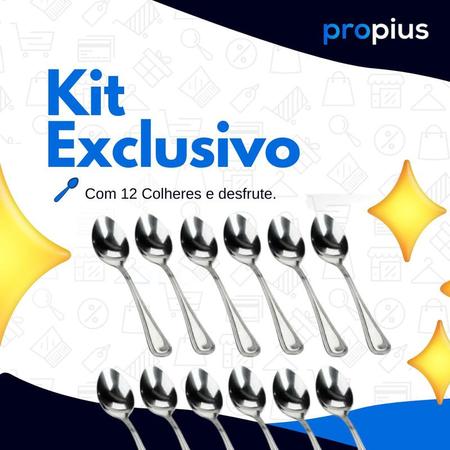 Kit 12 Colheres Café Chá Sopa Utensílio Aço Inox Servir Simples