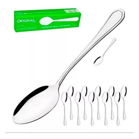 Kit 12 Colheres Café Chá Sopa Utensílio Aço Inox Servir Simples