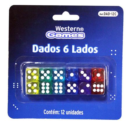 Imagem de Kit 12 Dados Para Jogos Mesa Tabuleiro 6 Faces Lados Rpg