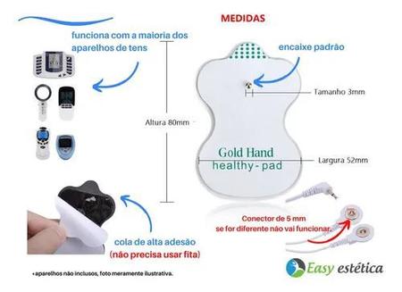 Imagem de Kit 12 Eletrodos Pads Adesivo Peças Refil Aparelhos Fisioterapia Acupuntura Choque