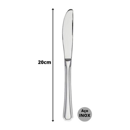 Imagem de Kit 12 Facas de Sobremesa 20cm em Inox Mesa Jantar Bar