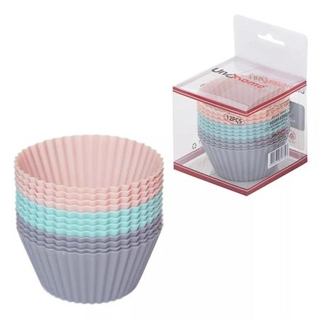 Imagem de Kit 12 Formas Silicone Cupcake Forminhas Bolo Muffin Petit Multicolor