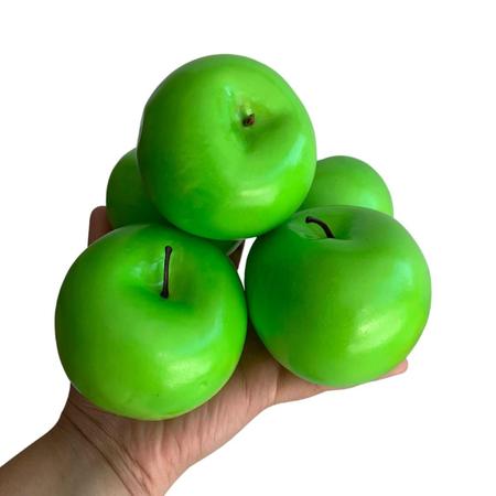 Imagem de Kit 12 Frutas Artificiais Maçã Verde para Decoração de Sala: Efeito Realista preço Atacado