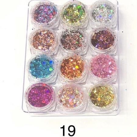 Imagem de Kit 12 Glitter Pó Acrílico Lantejoula Uv Para Decoração