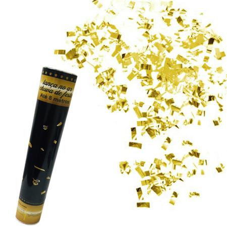 Imagem de Kit 12 Lanças Confetes Chuva de Prata Festas - Dourado