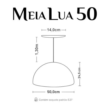 Imagem de Kit 12 Luminária Pendente Meia Lua 50cm Interior Branco Brilho Com Fiação 110/220v