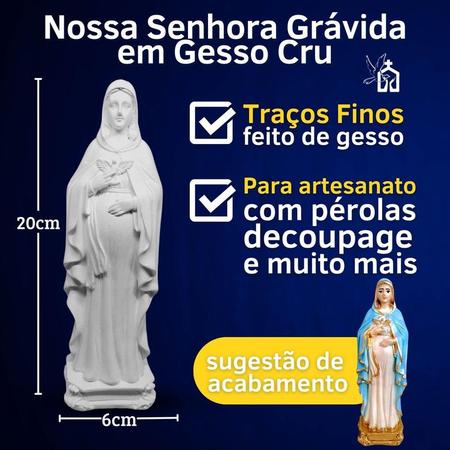 Imagem de Kit 12 Nossa Senhora Grávida Gesso Cru 20cm Atacado Revenda