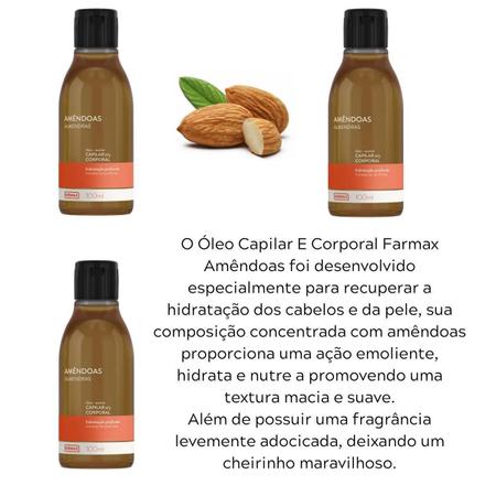 ÓLEO CAPILAR E CORPORAL AMÊNDOAS FARMAX