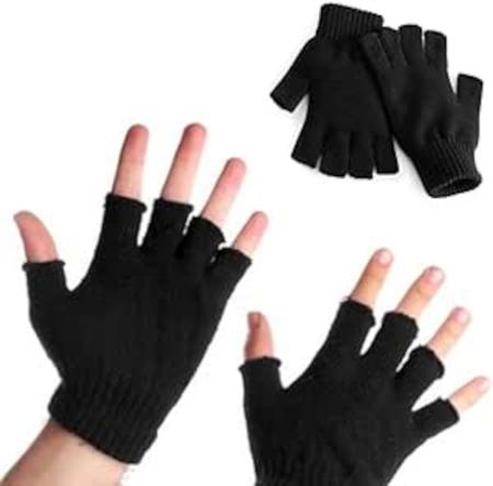 Kit 12 Pares de Luva Sem Dedo Lã Acrílica Lisa Preta Adulta - Del Verano Imagem de Kit 12 Pares de Luva Sem Dedo Lã Acrílica Lisa Preta Adulta