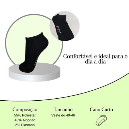 Imagem de Kit 12 Pares Meias Soquete Cano Baixo Juvenil Infantil Crianças Básico Algodão Preta/ Branca 31-35