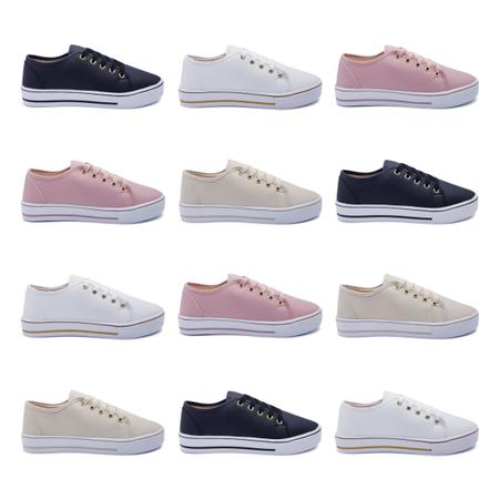 Imagem de Kit 12 Pares Tênis Feminino Casual Flatform Solado Alto K79