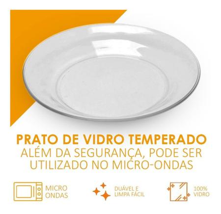 Imagem de Kit 12 Pratos Fundos Duralex Vidro Restaurante Atacado Nadir