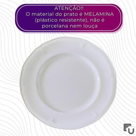 Imagem de Kit 12 Pratos Sobremesa Branco Melamina Premium Leve Plástico Resistente 17cm - Bestfer