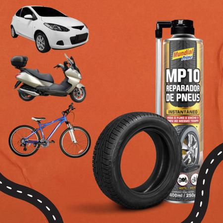 Imagem de Kit 12 reparador de pneu furo instantâneo 400ml carro bike moto mundial prime