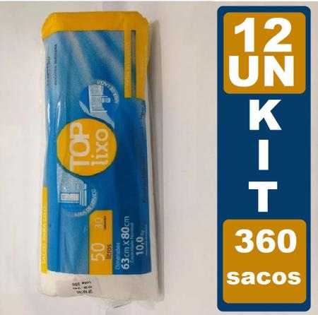 Imagem de Kit 12 Sacos de Lixo 50L 180Uni. Tipo C 63cm x 80cm