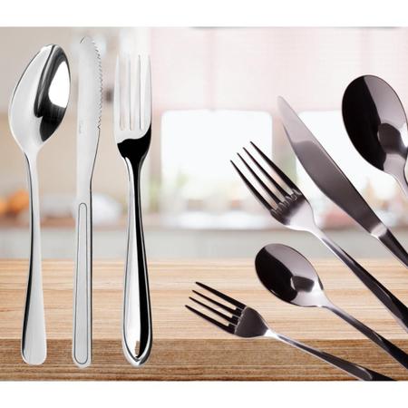 Imagem de Kit 12 Talheres 6 Colheres e 6 Garfos Aço Inox De alta Qualidade para Cozinha Restaurante Refeitório Almoço Jantar