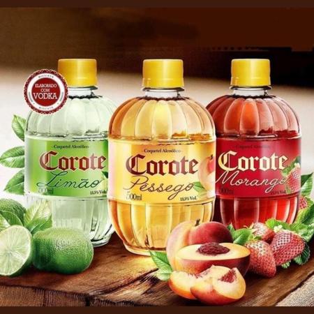 Imagem de Kit 12 Uni Corote Aguardente Cachaça Coquetel Limão 500Ml