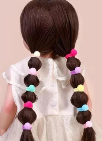 Kit 12 unidades de fecho com 4 mini elástico rabico infantil com pompom  penteados - Filó Modas - Elástico para Cabelo - Magazine Luiza