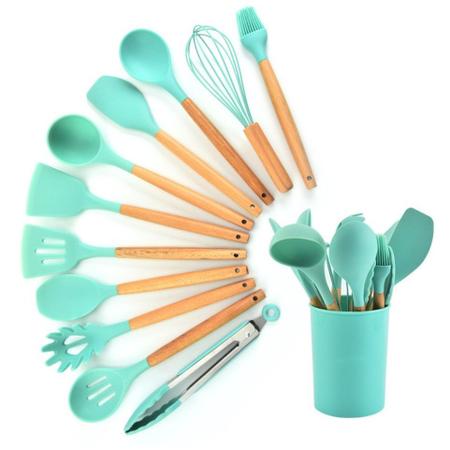 Imagem de Kit 12 Utensílios Cozinha Silicone Deluxe Premium - Cores