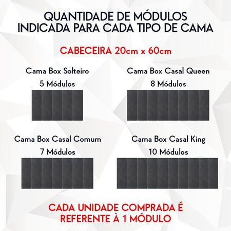 KIT 13 Placas Cabeceira Estofada Para Cama Box - Módulo 20 Cm x 60 Cm - GH Papel de Parede Imagem de KIT 13 Placas Cabeceira Estofada Para Cama Box - Módulo 20 Cm x 60 Cm