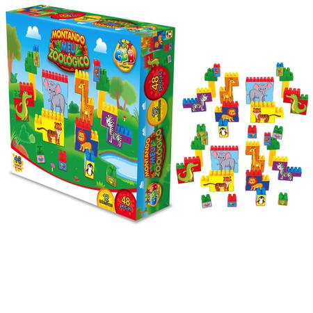 Blocos de Montar Brinquedo Educativo Dinossauro Kit 64 Peças - Ri Happy