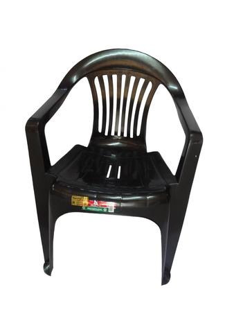 Imagem de Kit 15 Cadeira Plástica Preta Poltrona Carga Máxima 182kg
