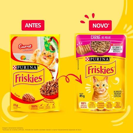 Imagem de Kit 15 Friskies Sachês para Gatos Adultos Sabor Carne 85g