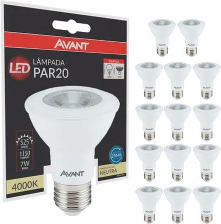 Imagem de Kit 15 Lâmpada Led Par20 7w Bivolt E27 Neutra 4000K - Avant