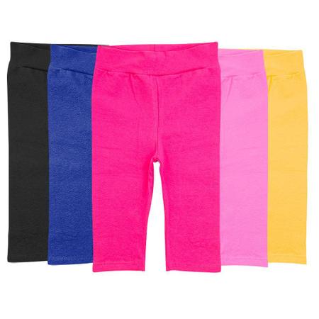 Calça Legging Infantil Menina Liso E Estampado Kit 5 Peças