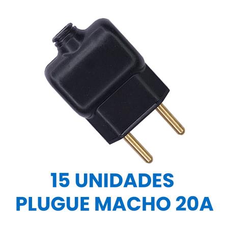 Imagem de Kit 15 Plug Macho 20A 2P Pino Prensa cabo bipolar 250V Ilumi