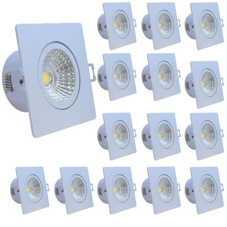 Imagem de Kit 15 Spot Led Embutir 3w Quadrado 6500k Branco Frio Avant