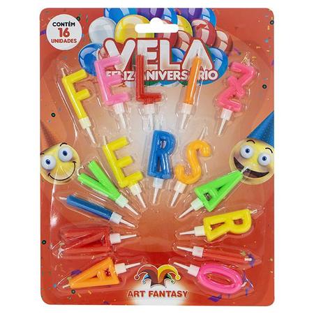 Vela Feliz Aniversário Palito Neon Colorida - 16 unid - Pular e Brincar  Artigos Para Festas