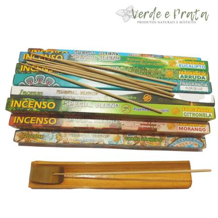 Imagem de Kit 160 Incensos Hindus + Incensário de Bambu