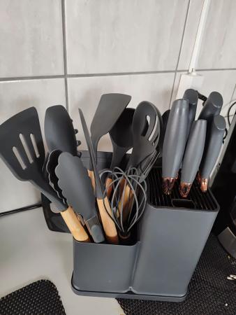 Imagem de Kit 19 Peças Jogo de Utensílios de Cozinha em Silicone Completo Antiaderente e Resistente ao calor