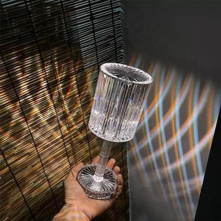 Imagem de Kit 2 Abajur Luminária De Mesa Cúpula Cristal Sala Quarto 3 Toques