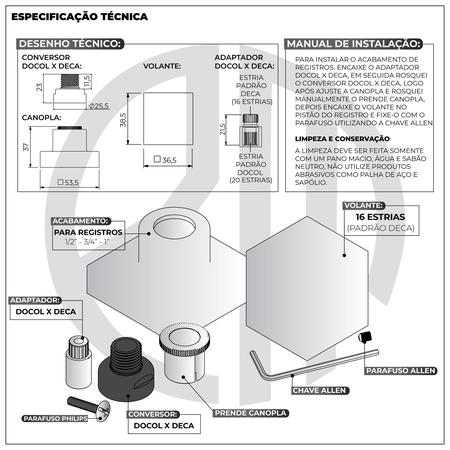 Imagem de Kit 2 Acabamento Para Registro Quadrado Dourado Brilhante Chuveiro Banheiro Padrão Docol