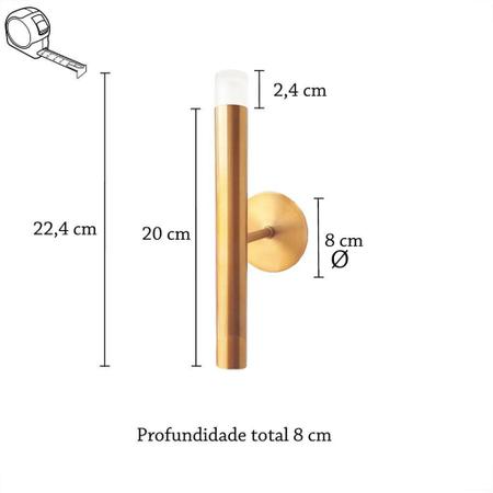 Imagem de Kit 2 Arandela Tocha Interna Dourada Tubo Cabeceira G9 Lup78