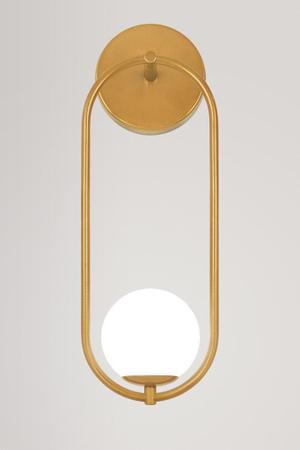 Imagem de Kit 2 Arandelas Parede Oval Globo Vidro Quarto Sala Dourado