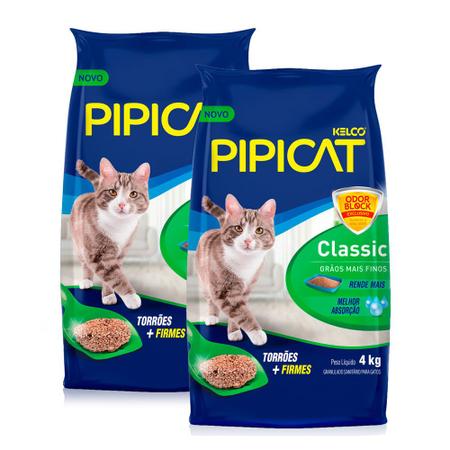 Imagem de Kit 2 Areia Higiênica Pipicat Classic para Gato com 4kg
