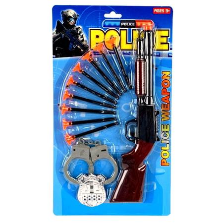 Kit 2 Arminha Policial de Brinquedo Lançador com Dardos do Tipo nerf