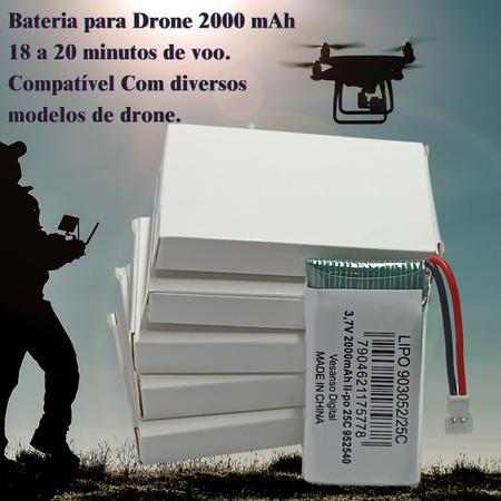 Imagem de Kit 2 Bateria Original P/ Drone 3.7v 2000mah +Adaptador Syma