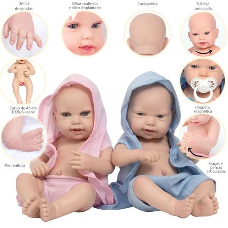 Bebê Reborn Gêmeos Realista Princesa Príncipe 100% Silicone - Milk  Brinquedos - Boneca Reborn - Magazine Luiza