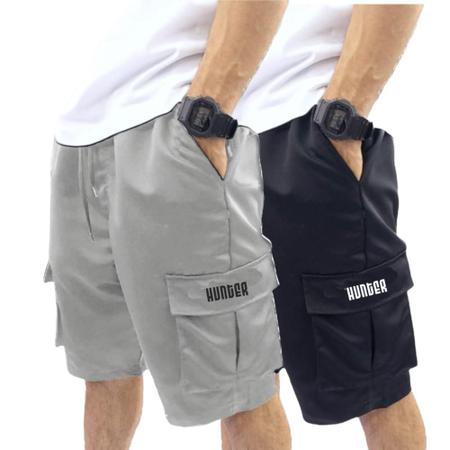 Imagem de Kit 2 Bermudas Corta Vento Bolso Cargo Hunter Colors Verão