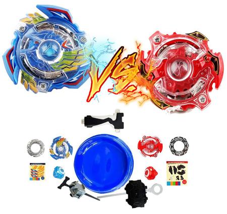 Kit 8 Beyblade Burst Valt Shu Ken Zac Lui + 11 Lançador + 3 Grip