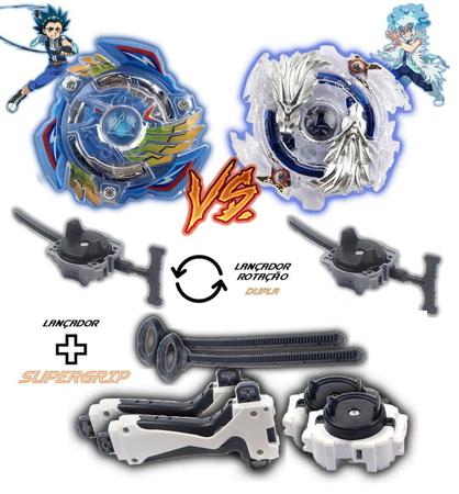 Imagem de Kit 2 Beyblade Burst + 4 Lançadores Valtryek Vs Luinor Tornado Gyro