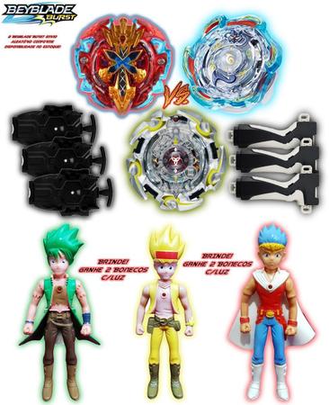 Kit 02 Lançador Beyblade Corda Cordinha Rotação Total + Lançador